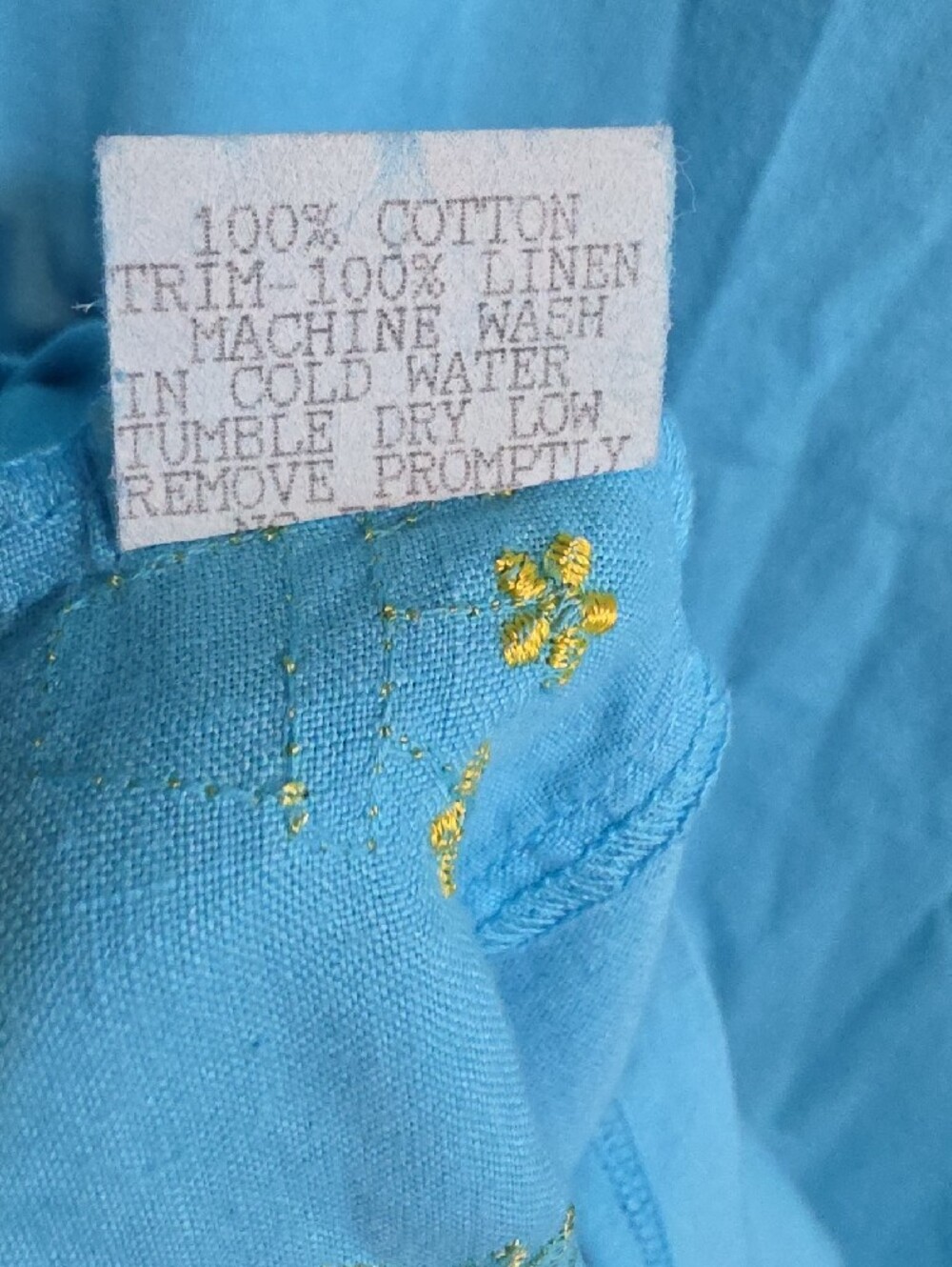 Johnny Was Turquoise Short Sleeve Tee with Multicolor Floral Embroidery - Picture 8 of 8
